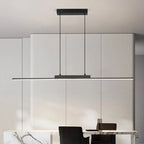 Ligne Suspension LED Linéaire en Aluminium – barre LED noire devant des placards blancs