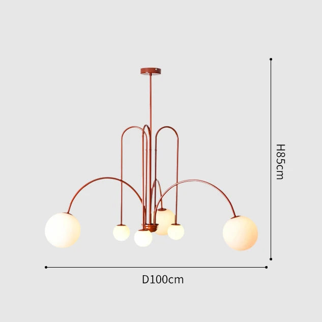 Arcadie Lustre à Bras en Arc – Rouge, 100 cm