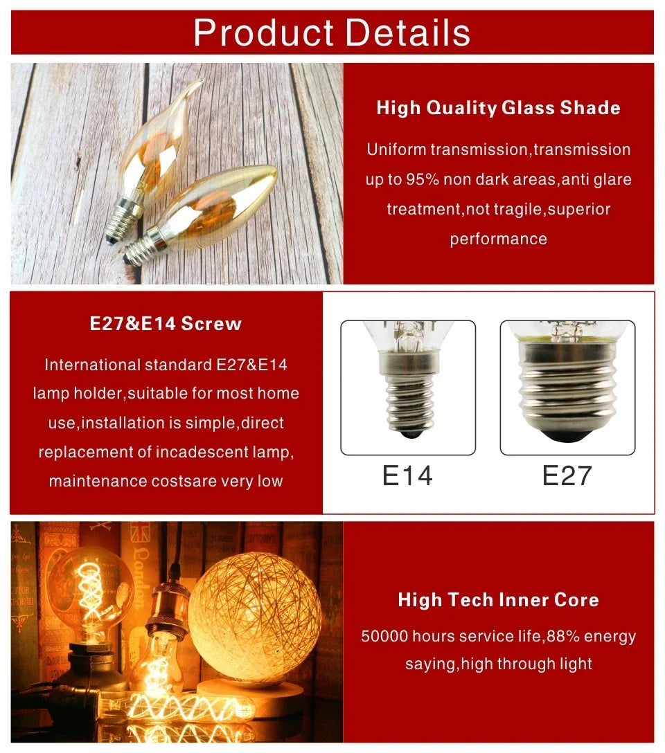 Ampoule à Filament Spirale – schéma des culots E14 et E27
