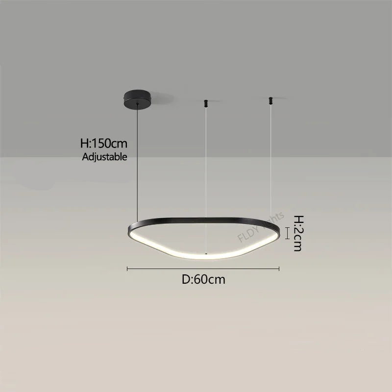 Orbite Anneau Suspension LED Minimaliste – Noir