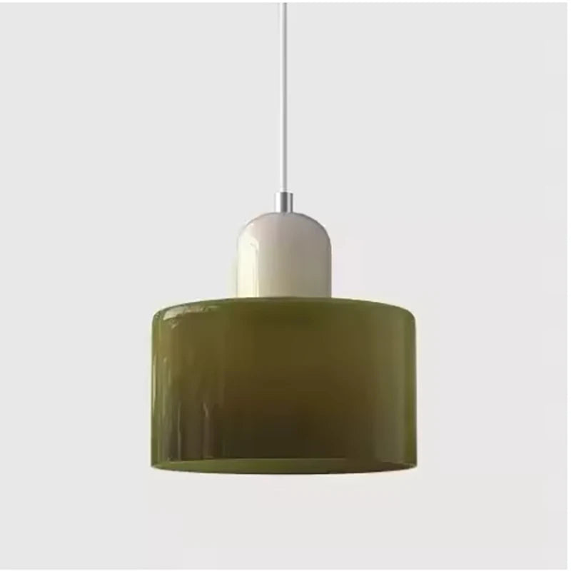 Dolia Suspension en Verre Teinté – Olive, capuchon beige