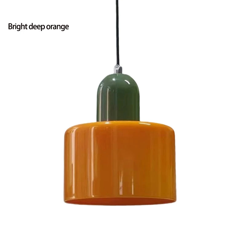 Dolia Suspension en Verre Teinté – Orange profond, capuchon vert