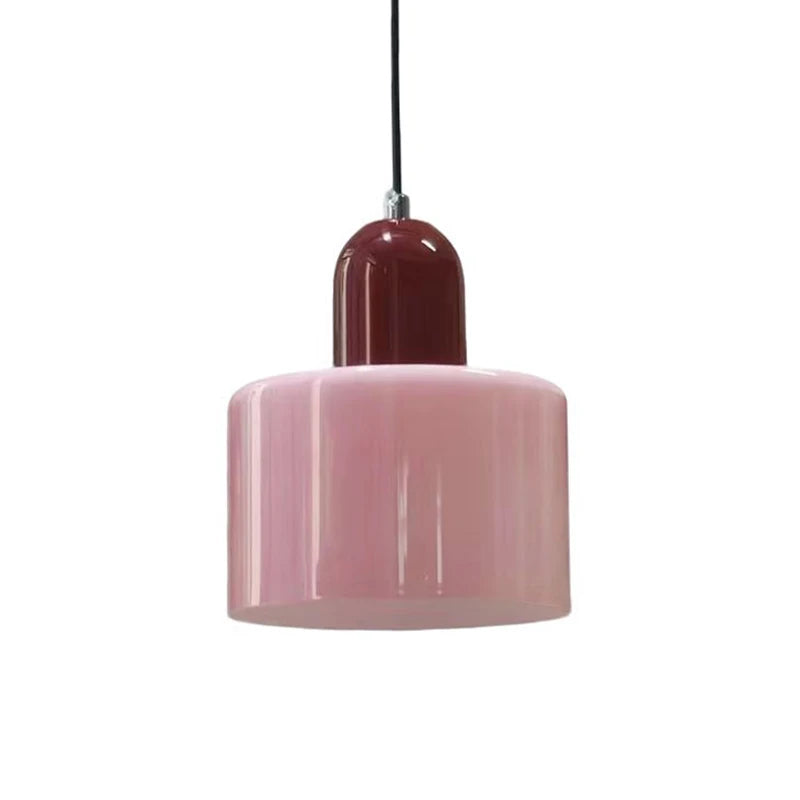 Dolia Suspension en Verre Teinté – Rose, capuchon bordeaux