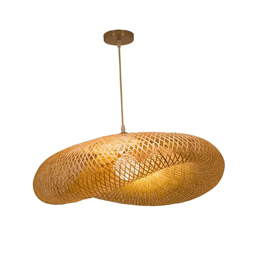 Savane Suspension Soucoupe en Rotin Tressé – abat-jour en rotin en forme de soucoupe sur fond blanc