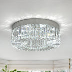 Diadème Plafonnier en Cristal Doré ou Argenté – plafonnier en cristal argenté, vue de dessous