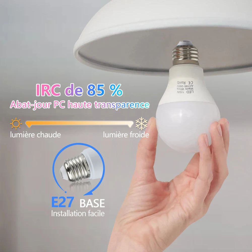 Ampoule LED Globe E27 9 W, Blanc Chaud – ampoule tenue en main, indice de rendu des couleurs de 85 %