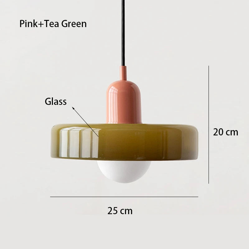 Paletia Suspension Palet en Verre Coloré – Rose & Vert thé