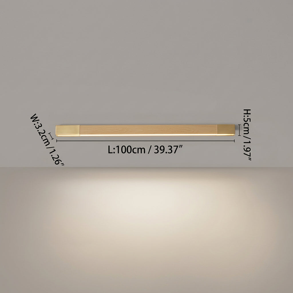 Rayon Plafonnier LED Linéaire – Bois clair, 100 cm
