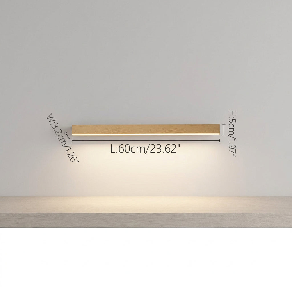 Rayon Plafonnier LED Linéaire – Bois clair, 60 cm