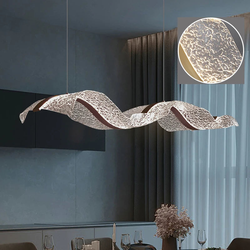 Onde Suspension LED Linéaire en Aluminium – Ondes d'eau, noir