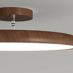 Médaillon Plafonnier LED Rond – gros plan du bord brun aspect bois