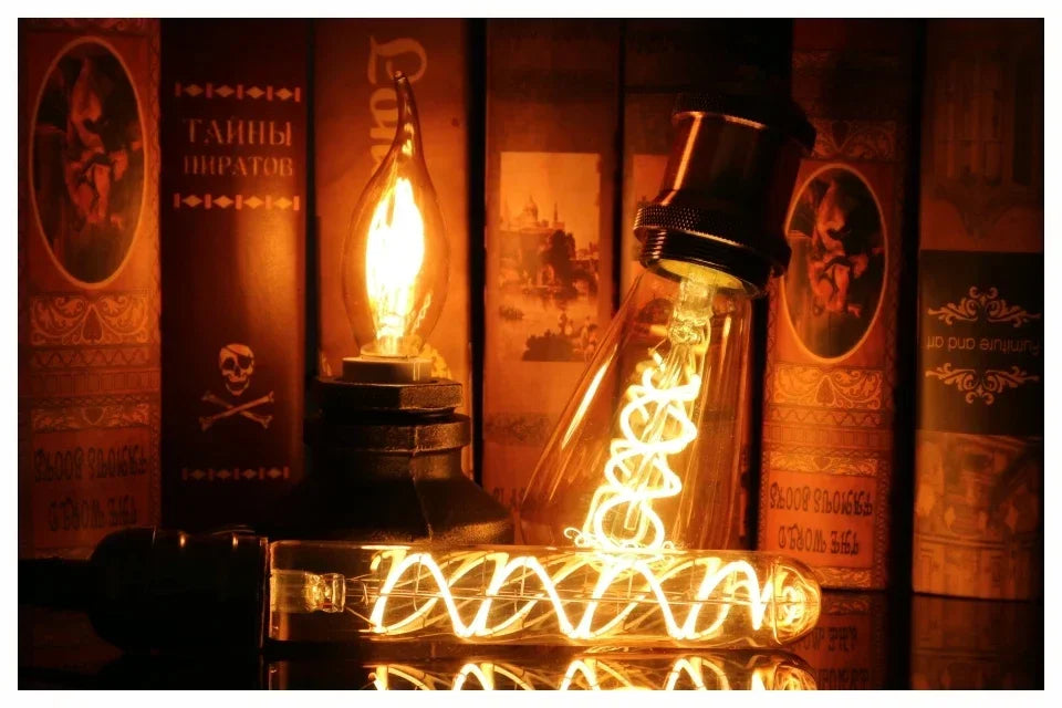 Ampoule Globe à Filament – ampoule bougie à filament allumée, ambiance chaude