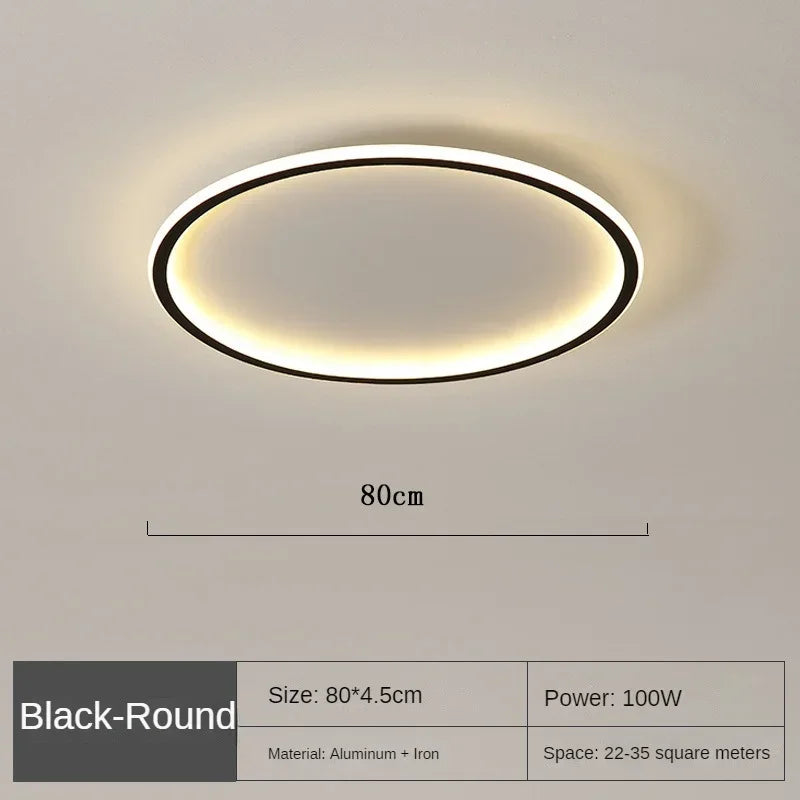Halo Plafonnier LED Anneau – Noir, 80 cm