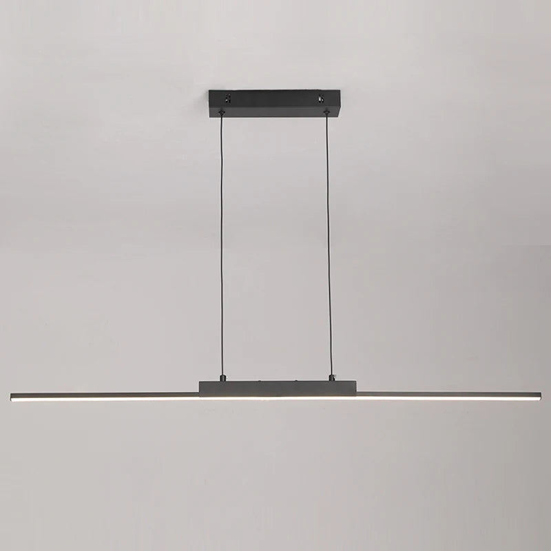 Ligne Suspension LED Linéaire en Aluminium – barre LED noire, vue de face sur fond clair