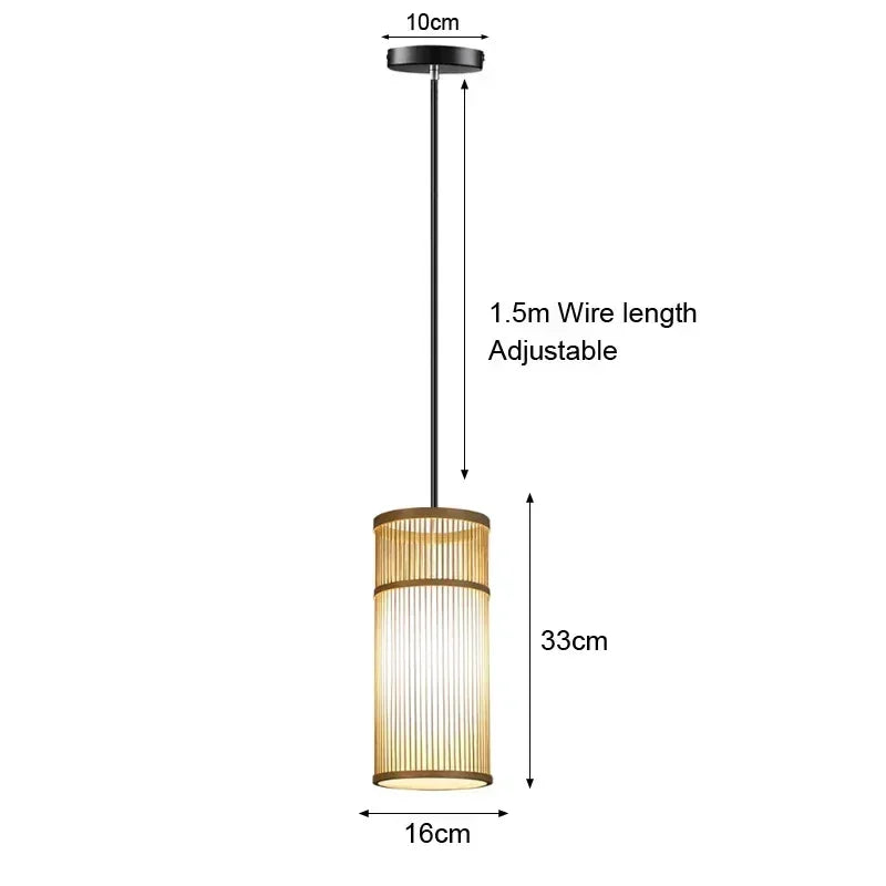 Tavera Suspension Cylindre en Bambou Tressé – Naturel