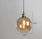 Platine de Plafond 3 Sorties, Ronde ou Linéaire – globe ambré, hauteur indiquée