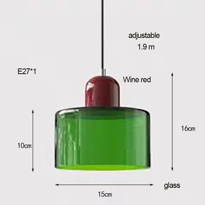 Dolia Suspension en Verre Teinté – Vert foncé, capuchon bordeaux