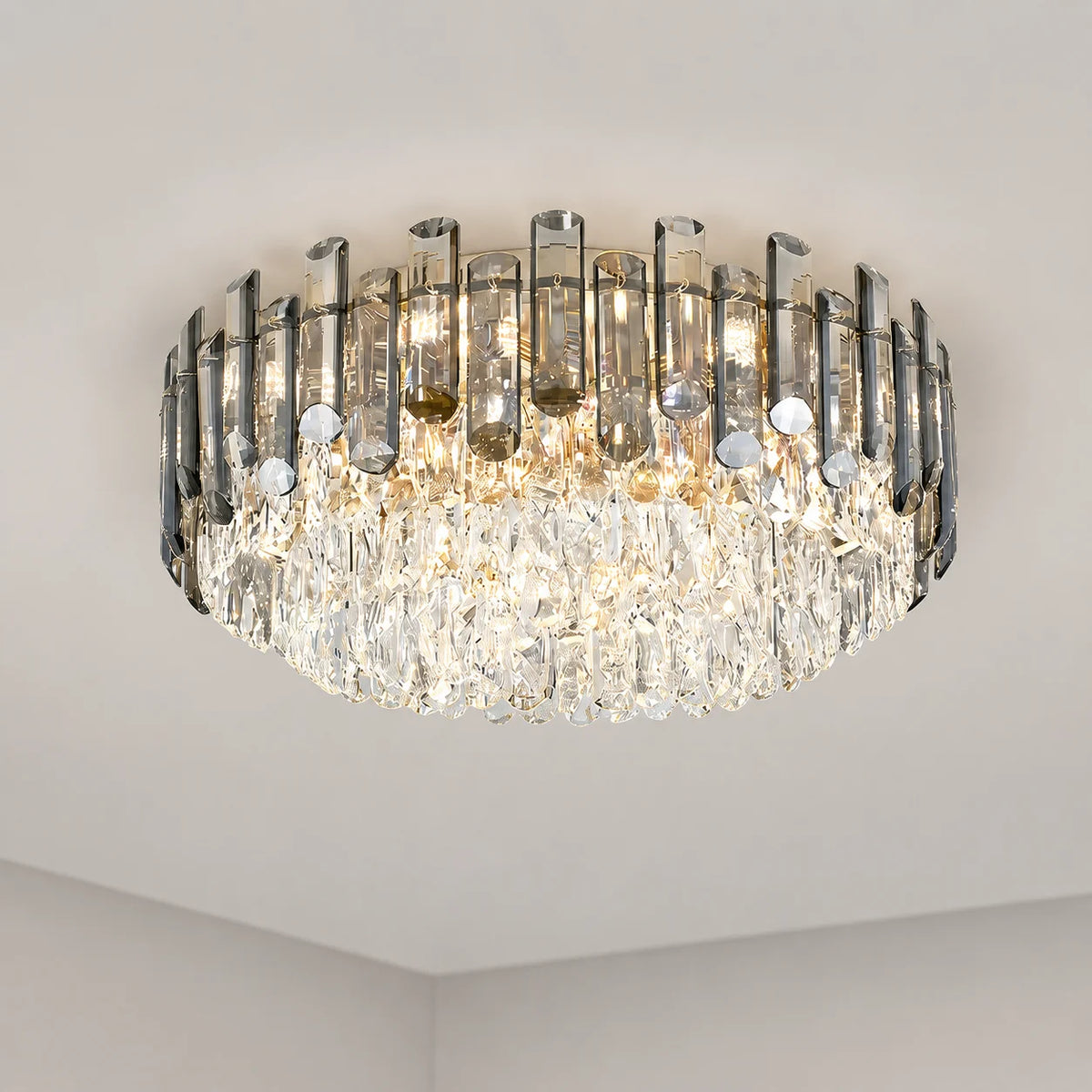 Plafonnier Fumia en Cristal et Verre Fumé
