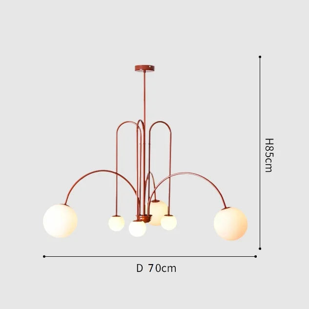 Arcadie Lustre à Bras en Arc – Rouge, 70 cm