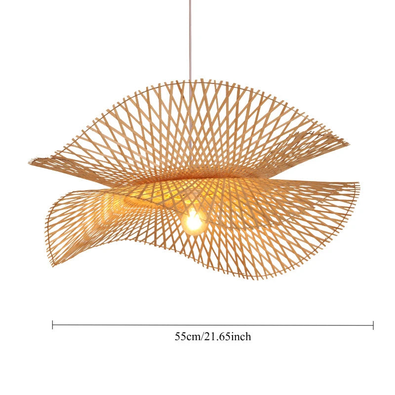 Ondine Suspension Vague Double en Bambou Tressé – 55 cm