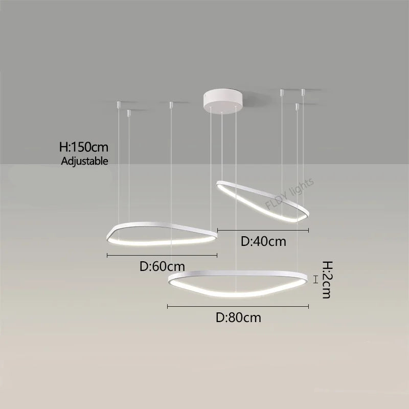Orbite Trio Lustre 3 Anneaux LED Moderne – Blanc