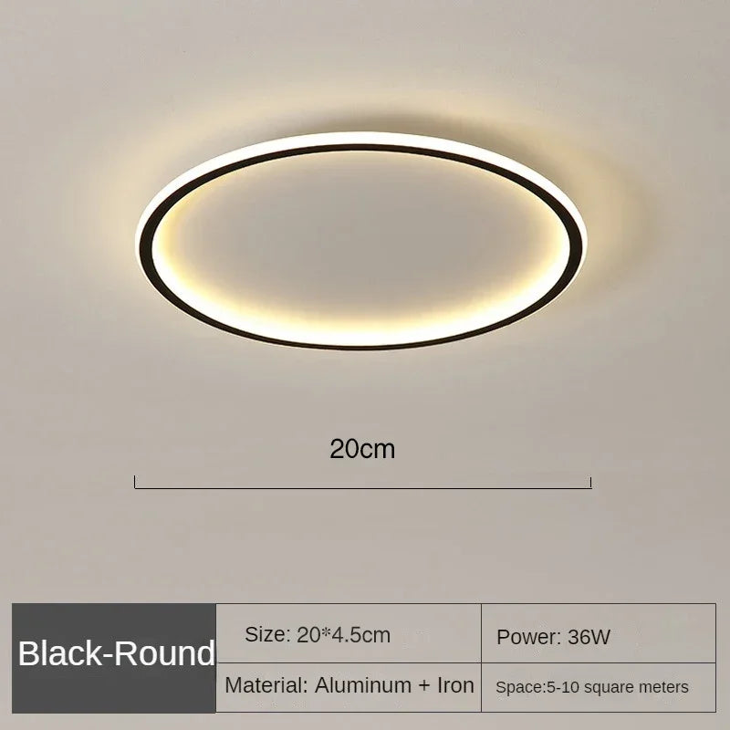 Halo Plafonnier LED Anneau – Noir, 20 cm