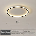Halo Plafonnier LED Anneau – Noir, 20 cm