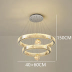 Saturne Lustre Anneaux en Cristal Moderne – Argent, 2 anneaux