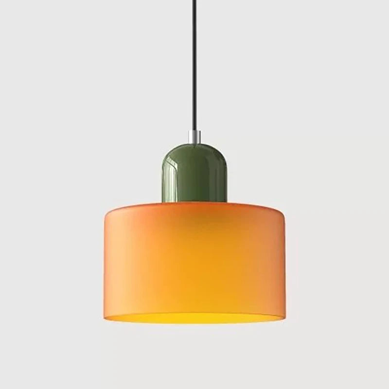 Dolia Suspension en Verre Teinté – Orange, capuchon vert