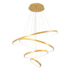 Orbite Suspension LED à Anneaux – anneaux dorés sur fond blanc