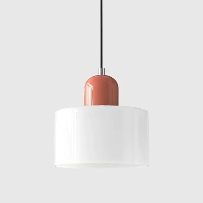 Dolia Suspension en Verre Teinté – Blanc, capuchon rose