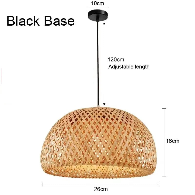 Domera Suspension Dôme en Bambou Tressé – Support noir