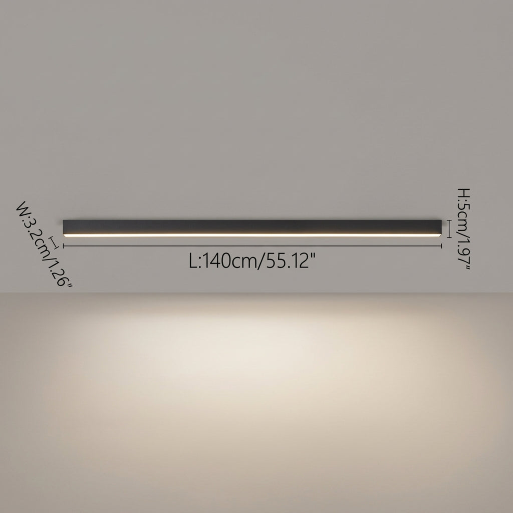 Rayon Plafonnier LED Linéaire – Noir, 140 cm