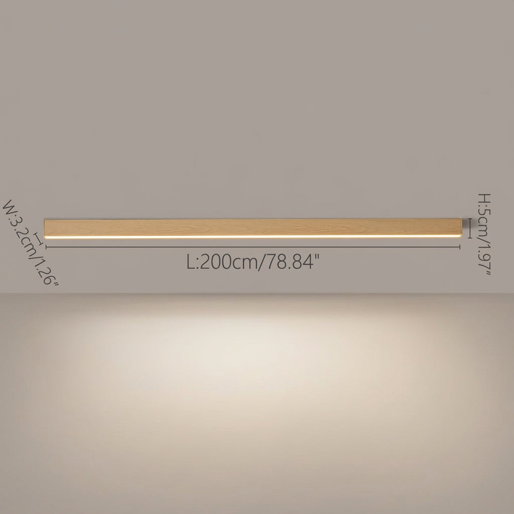 Rayon Plafonnier LED Linéaire – Bois clair, 200 cm