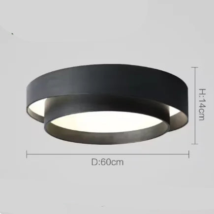 Duo Plafonnier LED Double Cercle – Noir, 60 cm