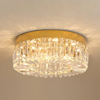 Diadème Plafonnier en Cristal Doré ou Argenté – plafonnier en cristal à base dorée, vue de dessous