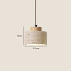 Travertin Suspension en Pierre Naturelle – Court, 10 cm, Bois clair