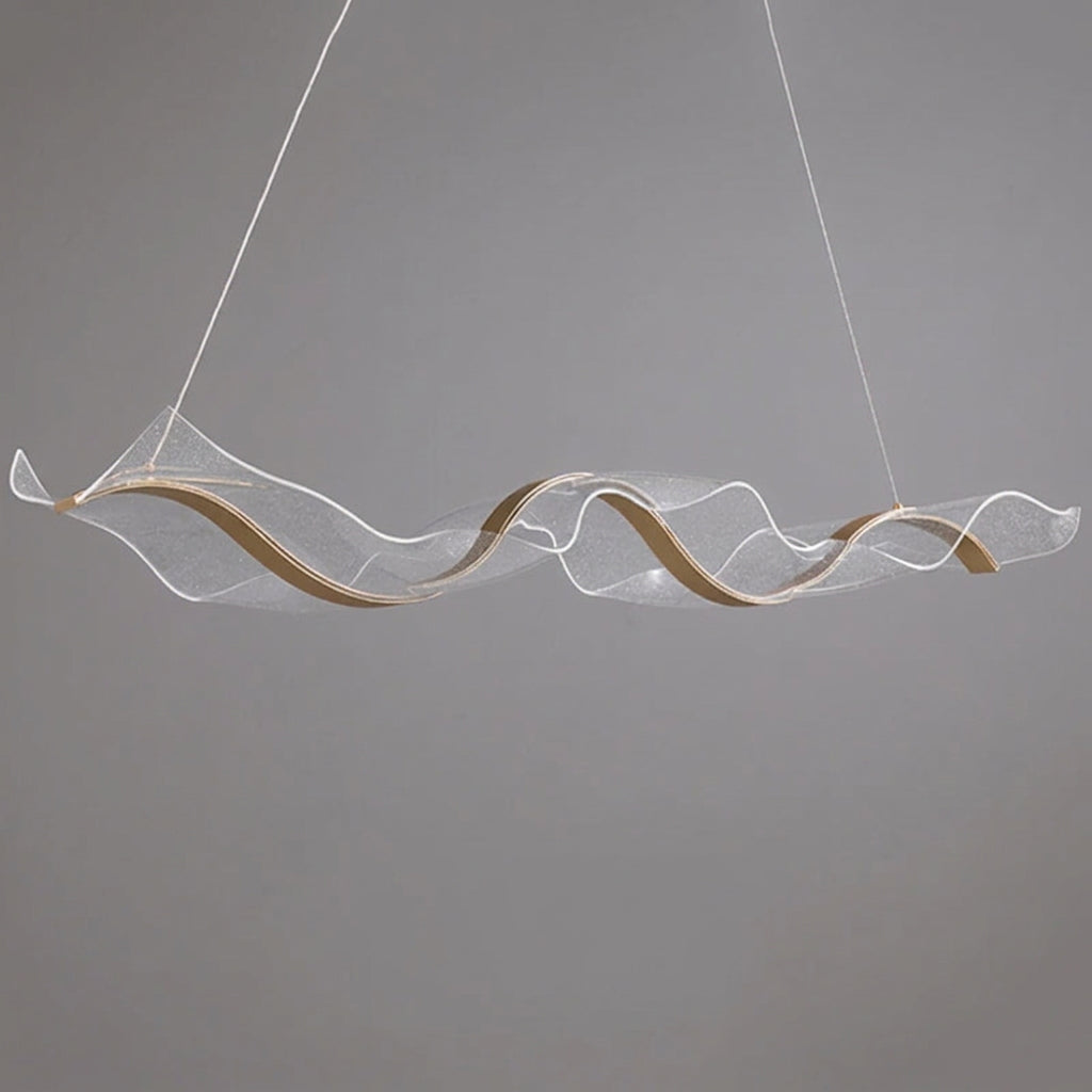 Onde Suspension LED Linéaire en Aluminium – ruban transparent suspendu par deux câbles