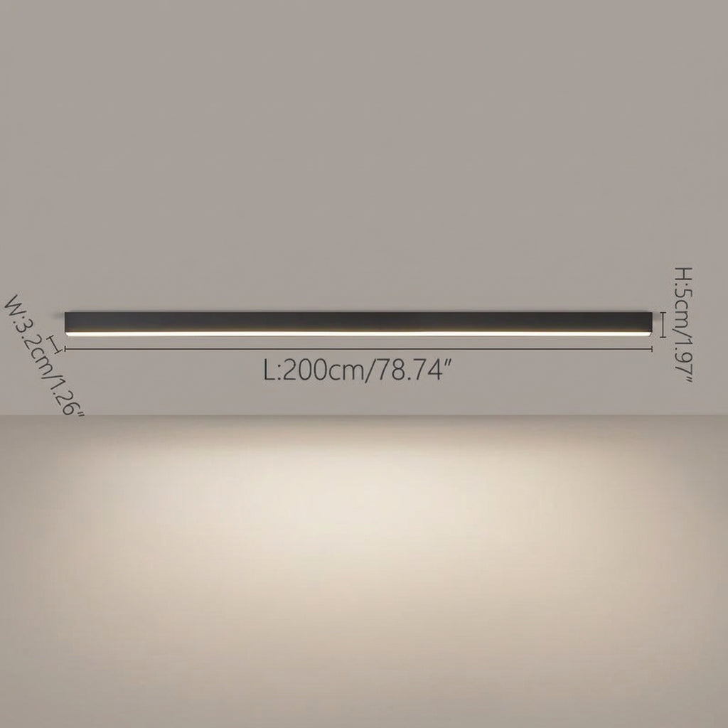 Rayon Plafonnier LED Linéaire – Noir, 200 cm