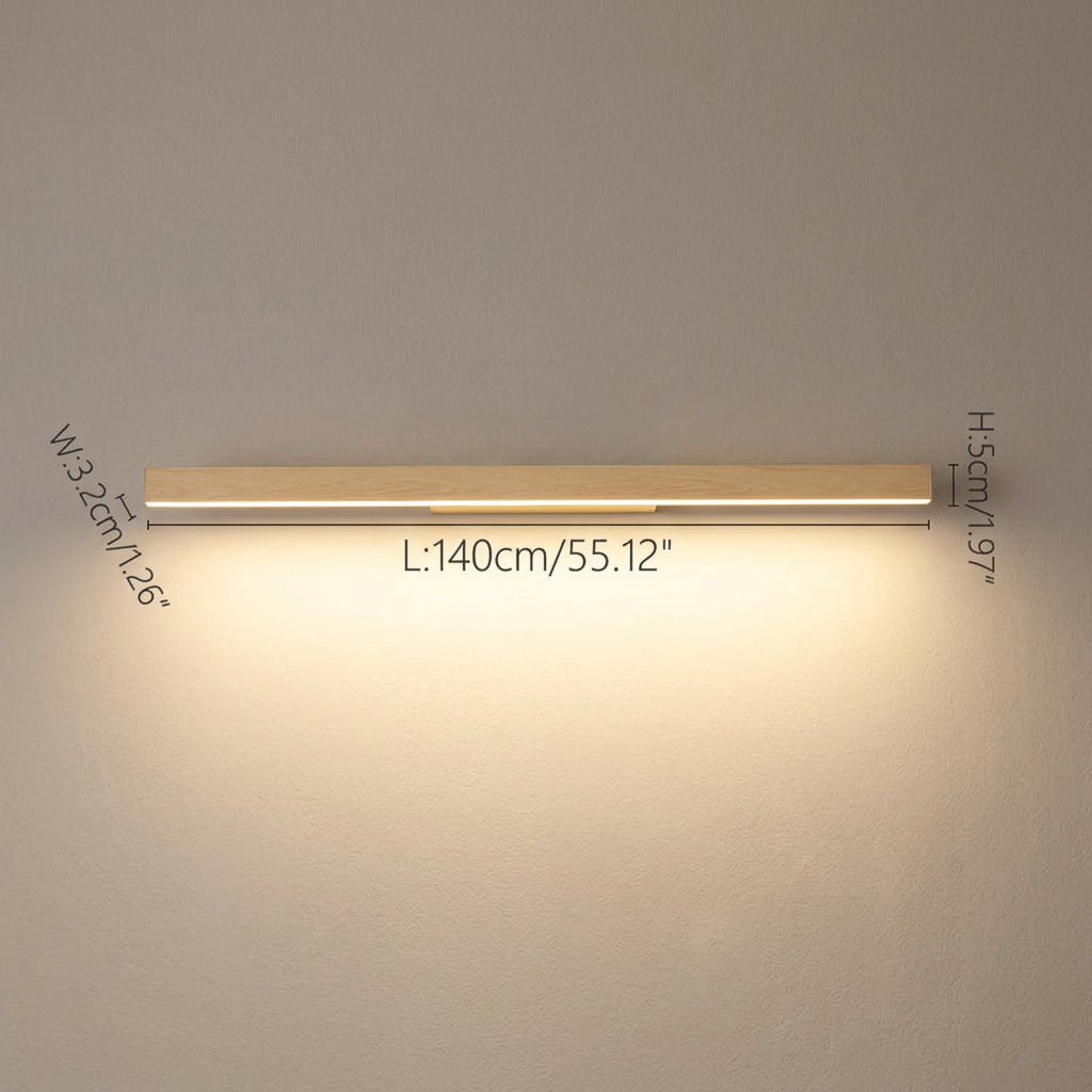 Rayon Plafonnier LED Linéaire – Bois clair, 140 cm