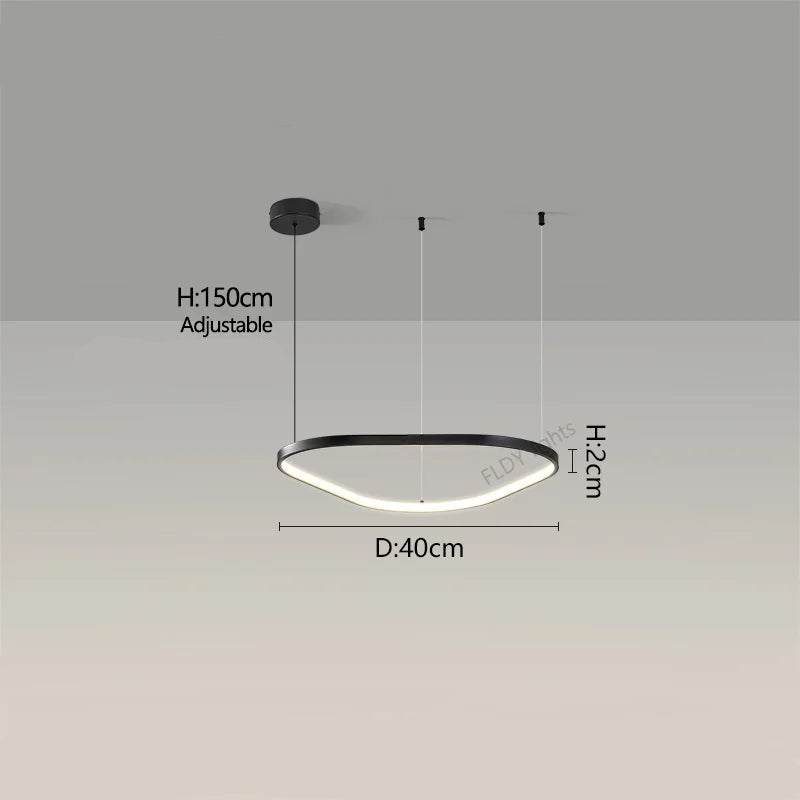 Orbite Anneau Suspension LED Minimaliste – Noir, 40 cm