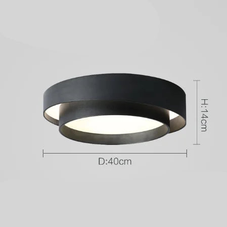Duo Plafonnier LED Double Cercle – Noir, 40 cm