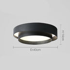 Duo Plafonnier LED Double Cercle – Noir, 40 cm