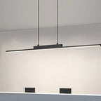 Ligne Suspension LED Linéaire en Aluminium – barre LED noire allumée, vue de face