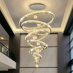 Saturne Lustre Anneaux en Cristal Moderne – lustre sous un plafond à corniche lumineuse