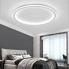 Halo Plafonnier LED Anneau – anneau LED blanc dans une chambre aux murs gris