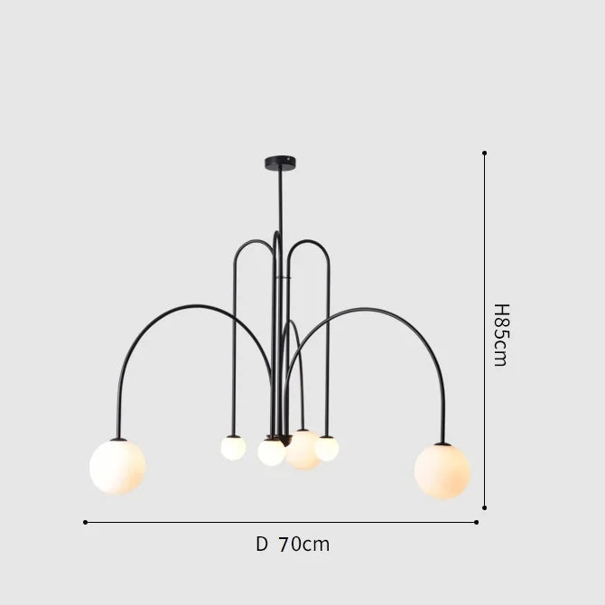 Arcadie Lustre à Bras en Arc – Noir, 70 cm