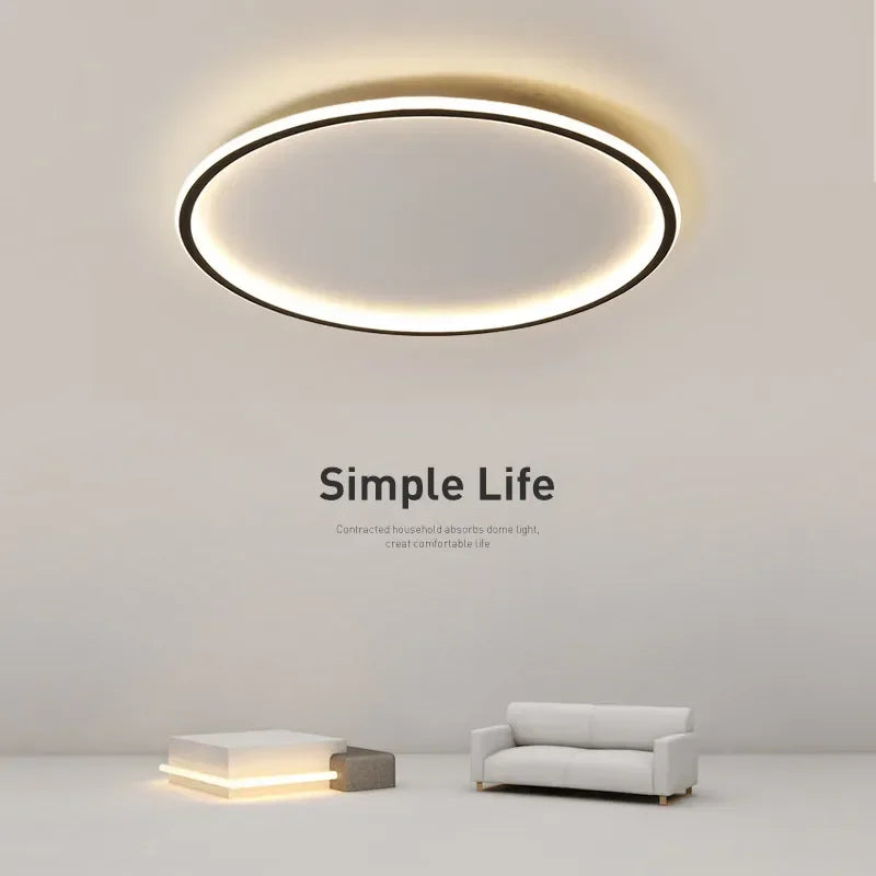 Halo Plafonnier LED Anneau – anneau LED doré et blanc allumé, vue de dessous