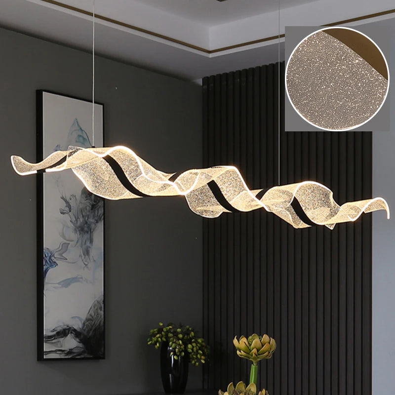 Onde Suspension LED Linéaire en Aluminium – Ciel étoilé, noir