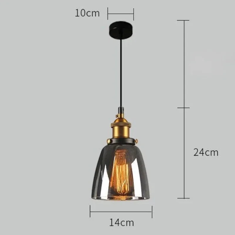 Calia Suspension Cloche en Verre, Douille Laiton – Fumé